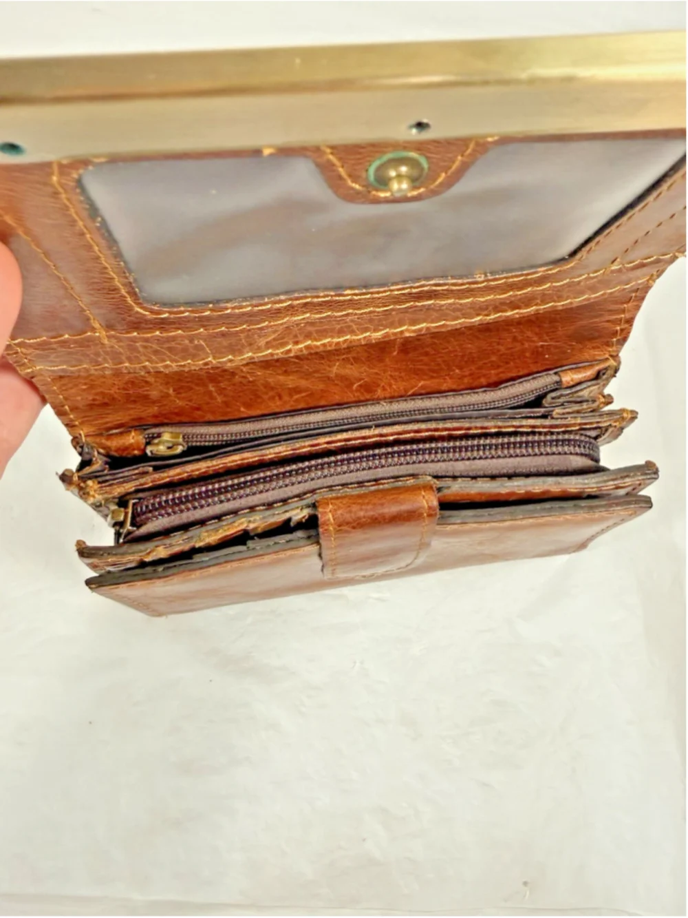 Patricia Nash Tri-Fold Wallet Organizer Smooth Brown Leather